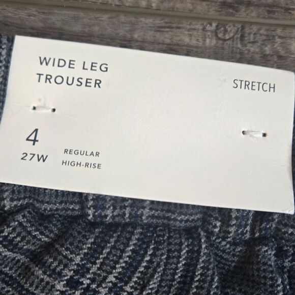 SoldNwt American Eagle Plaid Wide Leg Trousers Stretch women's size 4 reg gray - Picture 14 of 15